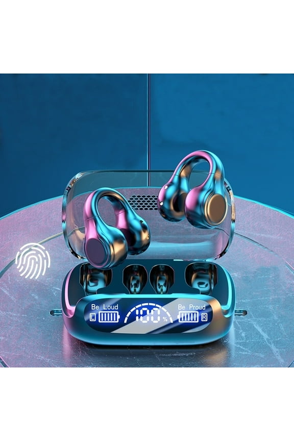 Wireless Ear Clip Bone Conduction Headphones, 2024 Upgrade Open Sport Bone Conduction Earbuds, Bluetooth 5.3 Bone Conduction Head Set, Waterproof Sport Running Earring Earphone