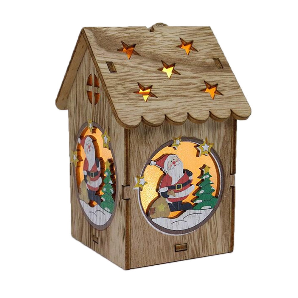 XEOVHV Wooden Glowing Little House Gift Box,Led Light Wooden Dolls