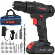 XERATH Cordless Drill Driver Kit 20V Variable Speed, Black, 46 Pieces