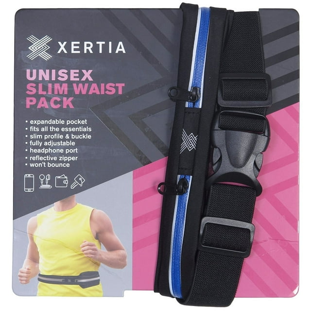 XERTIA Slim Waist Running Pack iPhone X 6 7 8 Plus Pouch for Runners, Blue (Unisex)