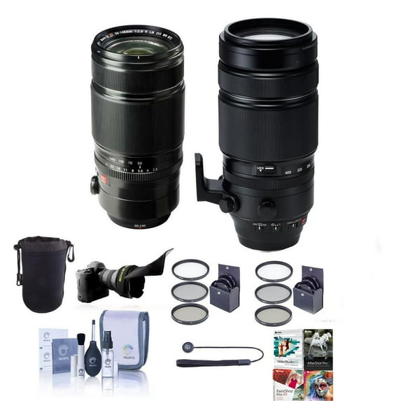 Fujifilm XF 50-140mm (76-213mm) F2.8 R LM OIS Weather Resistant Lens - Bundle w/Fujifilm XF 100-400mm F4.5-5.6 R LM OIS WR Lens, Lens Case, Lens Pouch, 72mm/77mm Filter Kit, Flex Lens Shade, and More