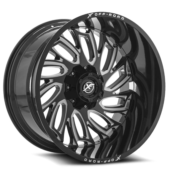 XF OFF-ROAD XF-207 20X10 8X165.1/8X180 -24ET 125.2CB GLOSS BLACK & MILLED