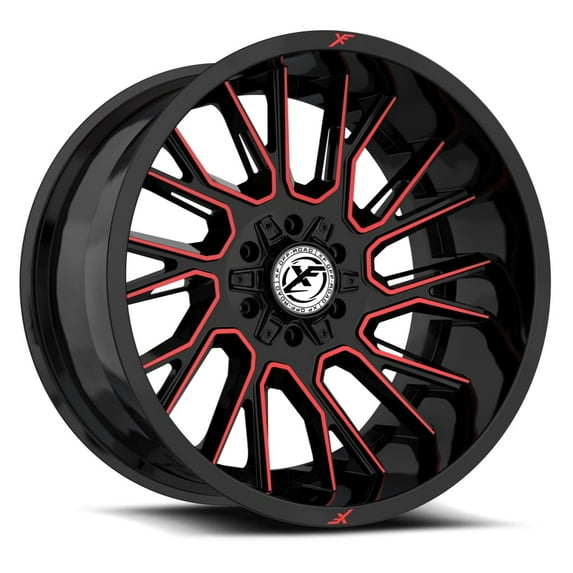 XF OFF-ROAD XF-230 20X10 BLANK -24ET 125.2CB GLOSS BLACK+MACHINED RED+RED MILLED LOGO