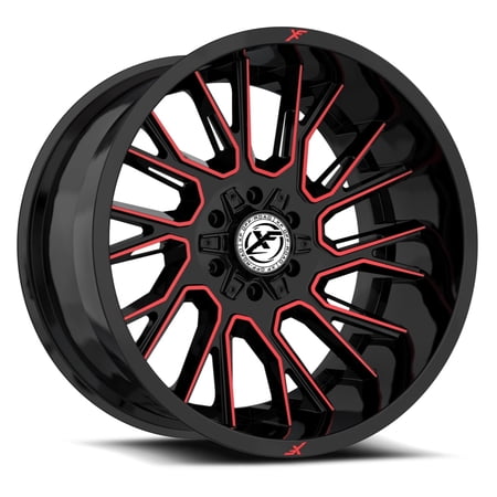 XF OFF-ROAD XF-230 22X12 BLANK -44ET 125.2CB GLOSS BLACK+MACHINED RED+RED MILLED LOGO