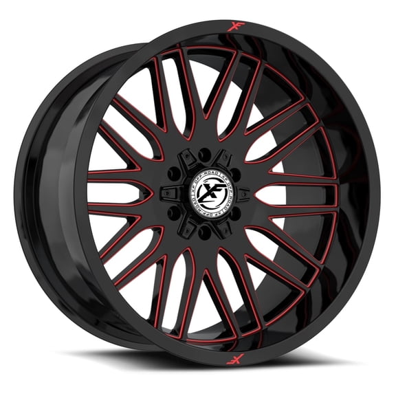 XF Off-Road XF-240 24x14 5x127 5x139.7 -76 Cb 78.1 Gloss Black & Red Milled