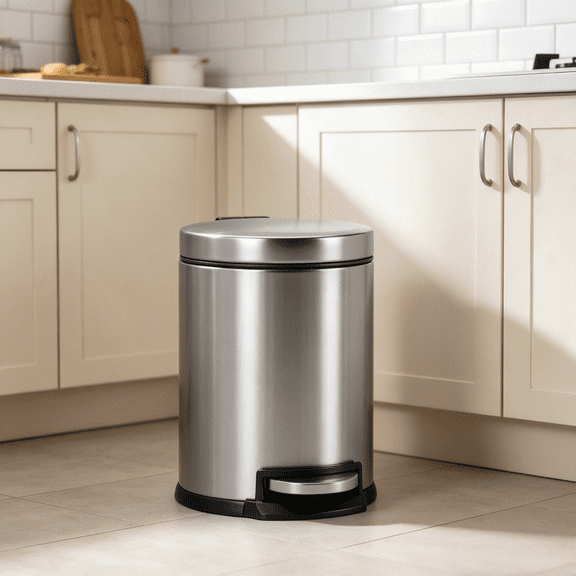 XF XINFENG 1.32 Gallon(5L) Small Stainless Steel Trash Can, Foot Pedal Garbage Bin with Removable Bucket, Hands-Free Lid Trash Can for Bathroom Kitchen Office, Ideal for Home & Office Workers