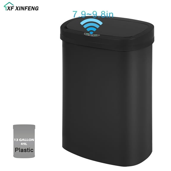XF XINFENG 13 Gallon 49 Litre Dustbin Kitchen Trash Can with Lid Automatic Sensor Touch Bin,Garbage Can, Waste Bin, For Bathroom/Double Bed/Bedroom/Home/Office, Black