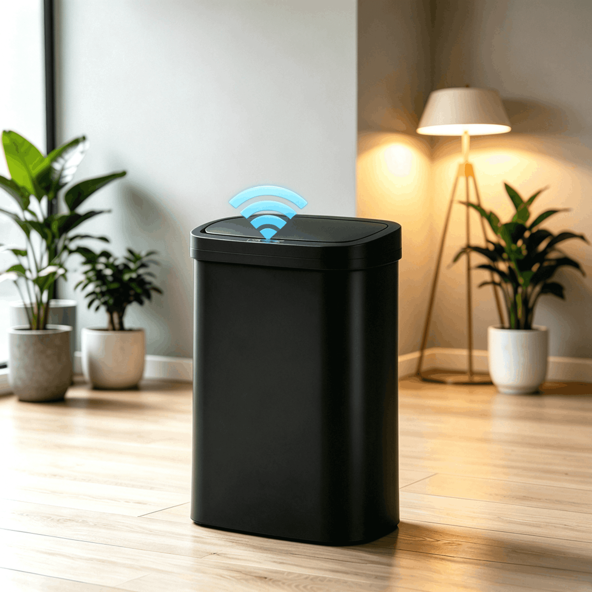 XF XINFENG 13 Gallon 49 Litre Dustbin Kitchen Trash Can with Lid Automatic Sensor Touch Bin,Garbage Can, Waste Bin, For Bathroom/Double Bed/Bedroom/Home/Office, Black