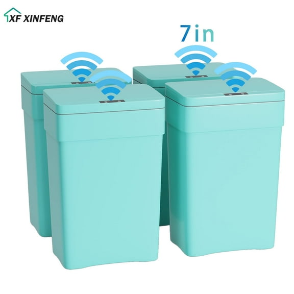 XF XINFENG 13 Gallon/50 L Trash Can with Lid Plastic, Kitchen/Bedroom/ Bathroom/Kitchen/Office/Living Room, Trash Bin, Automatic Touch Free Motion Sensor Trash Can (4, Blue)