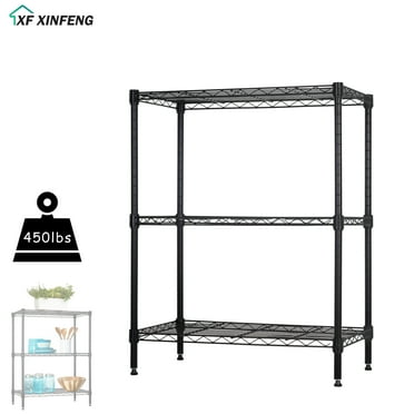 XF XINFENG 3-Tier Adjustable Wire Shelf 3 Shelving Unit 450lbs Capacity Metal Shelves Heavy Duty, Storage Rack Strong Steel for Closet Kitchen Office Home Small Places 23" L×13.2" W×30.2" H,Black