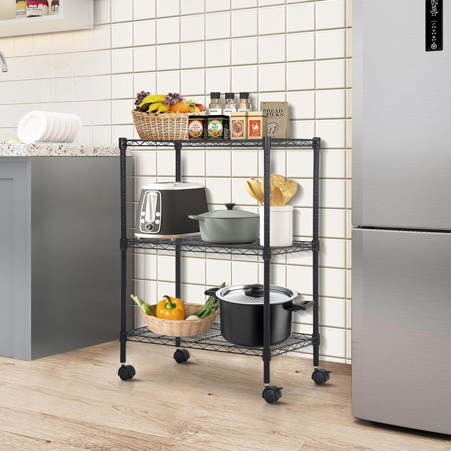 Leviling Racks XF XINFENG 3-Tier Metal Shelf Rack Adjustable Storage Shelves Wire ...