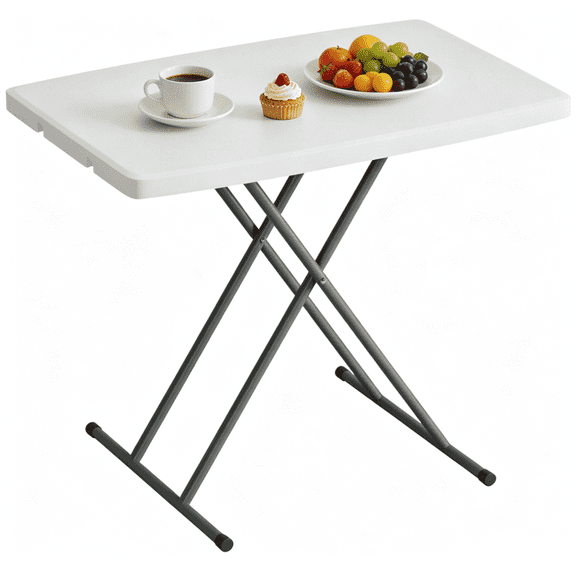 XF XINFENG 30 Inch Folding Table, Utility Foldable Table for Small Spaces, Adjustable Height, No Assembly, Compact Desk for Laptop, TV Tray, Camping & Office  for Adults, Students, Campers