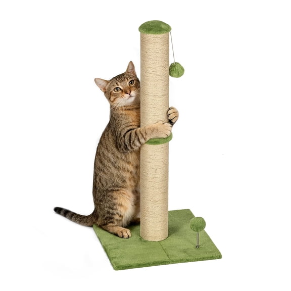 XF XINFENG 33 Inch Cat Scratching Post Cat Scratcher Natural Sisal Rope Scratch Post Trees with Hanging Ball for Indoor Cats and Adults , Green