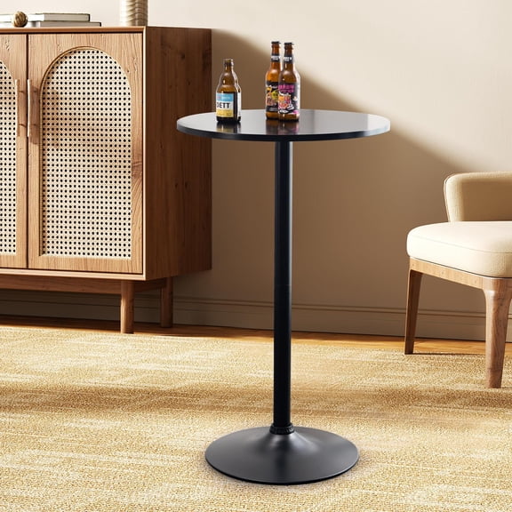 XF XINFENG 40-inch Modern Bar Table - Metal Base & MDF Top, Round Pub Table for Home Kitchen, Dining Room, Bistro, Black