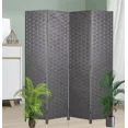 thumbnail image 1 of XF XINFENG 4-Panel Foldable Wooden Woven Room Divider, Home/Office, 6 ft, Gray, 1 of 11