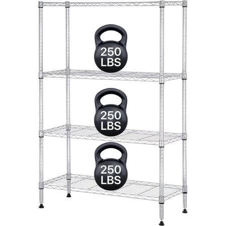 XF XINFENG 4 Tier Wire Shelving Unit, Adjustable Metal Shelves for Storage Heavy Duty Shelf Steel Organizer Layer Rack for Bathroom Closet Laundry Kitchen14 D×36" W×54" H,Chrome