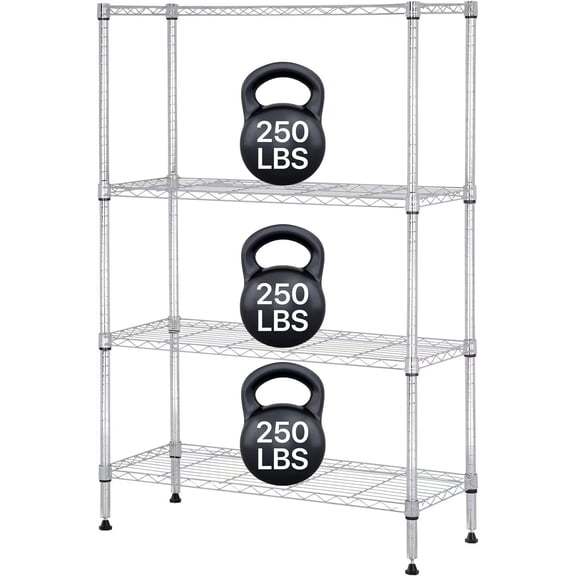 XF XINFENG 4 Tier Wire Shelving Unit, Adjustable Metal Shelves for Storage Heavy Duty Shelf Steel Organizer Layer Rack for Bathroom Closet Laundry Kitchen14 D×36" W×54" H,Chrome