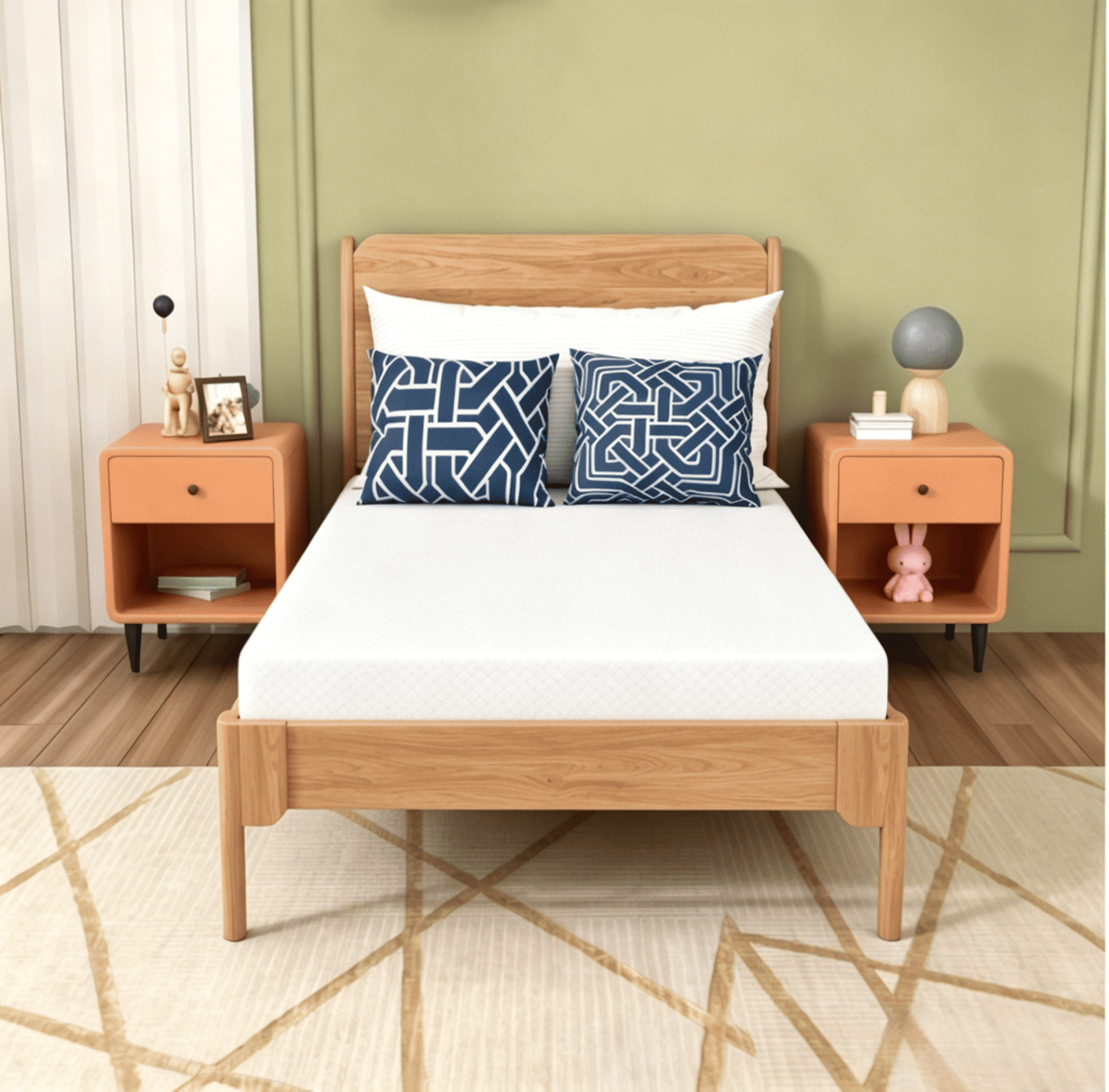 XF XINFENG 5" Twin  Memory Foam Mattress Fiberglass Free Single Medium Comfort Sleep & Comfy Support, White,Twin