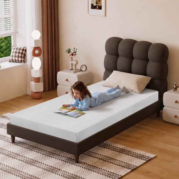 XF XINFENG 5" Twin Memory Foam Mattress Fiberglass Free Single Medium Comfort Sleep & Comfy Support, White,Twin