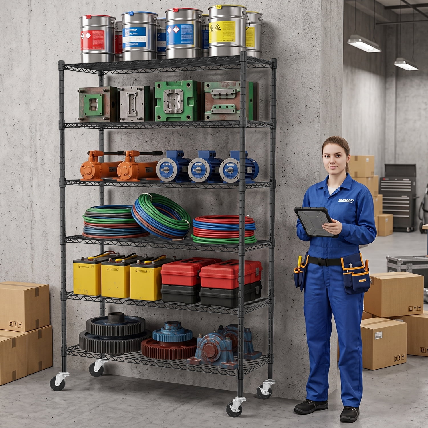 XF XINFENG 6 Tier Storage Shelves Adjustable Wire Shelving Heavy