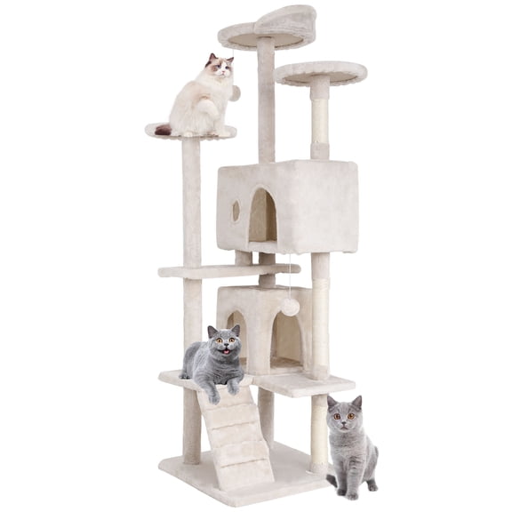 XF XINFENG 70in Cat Tree Tower for Indoor Cats,&nbsp;Relaxing, Climb, Multi-Level Cat Furniture Activity Center with Cat Scratching Stand House Cat Condo with Funny,Beige
