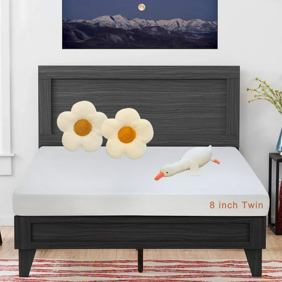 XF XINFENG 8 Inch Twin Single Mattress Memory Medium Firm Foam CertiPUR-US Certified Sleep & Pressure Relief Mattress-in-a-Box, White