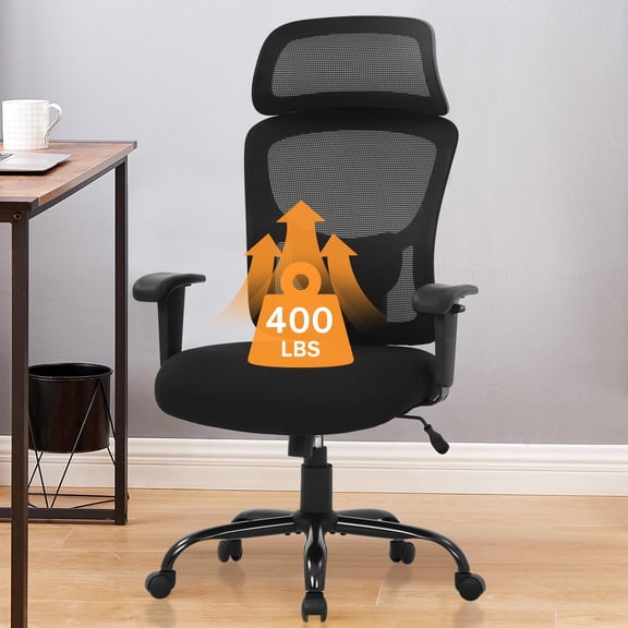 XF XINFENG Big and Tall Mesh Swivel Office Chair 400lbs Ergonomic High Back with Lumbar Support Adjustable Computer Chair,Black
