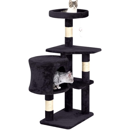 XF XINFENG Cat Tree 36 inch Tall Scratching Toy Activity Centre Cat Tower Cat Condo Multi-Level Furniture Scratching Posts for Indoor Cats, Dark Gray