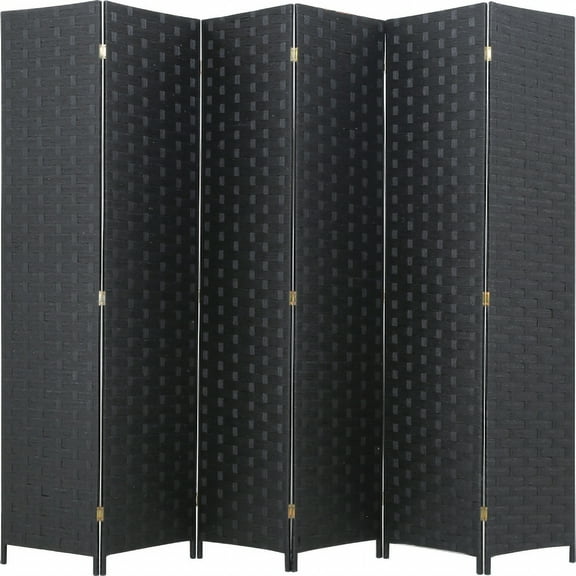 XF XINFENG Divider Screen 6 ft Foldable Portable Room Privacy Screen Wood Mesh Woven Design,Black