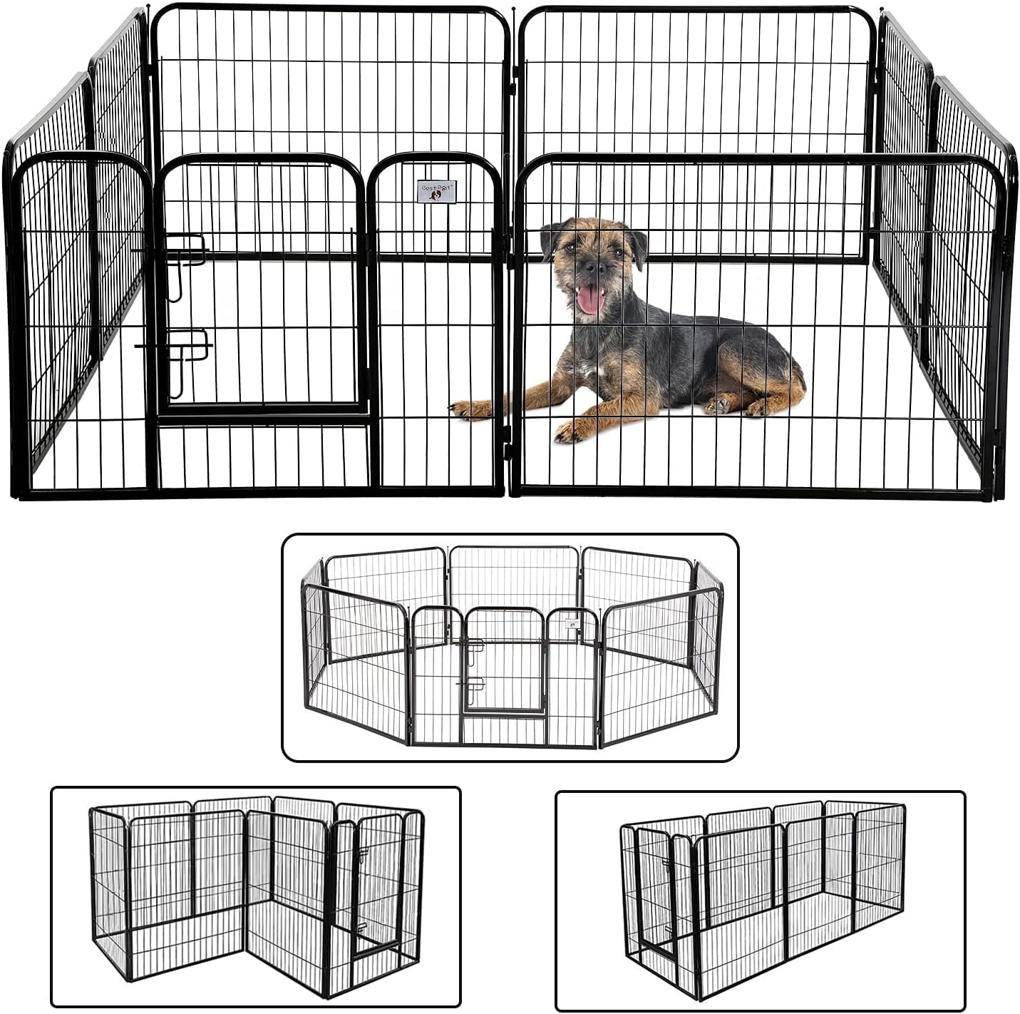XF XINFENG Dog Fence Pet Gate Dog Kennel 40" Dog Playpen Puppy Playpen 8 Panels with Door Heavy Duty Portable Metal Dog Pen Exercise Pen Dog Gate for Pet Animals Indoor Outdoor