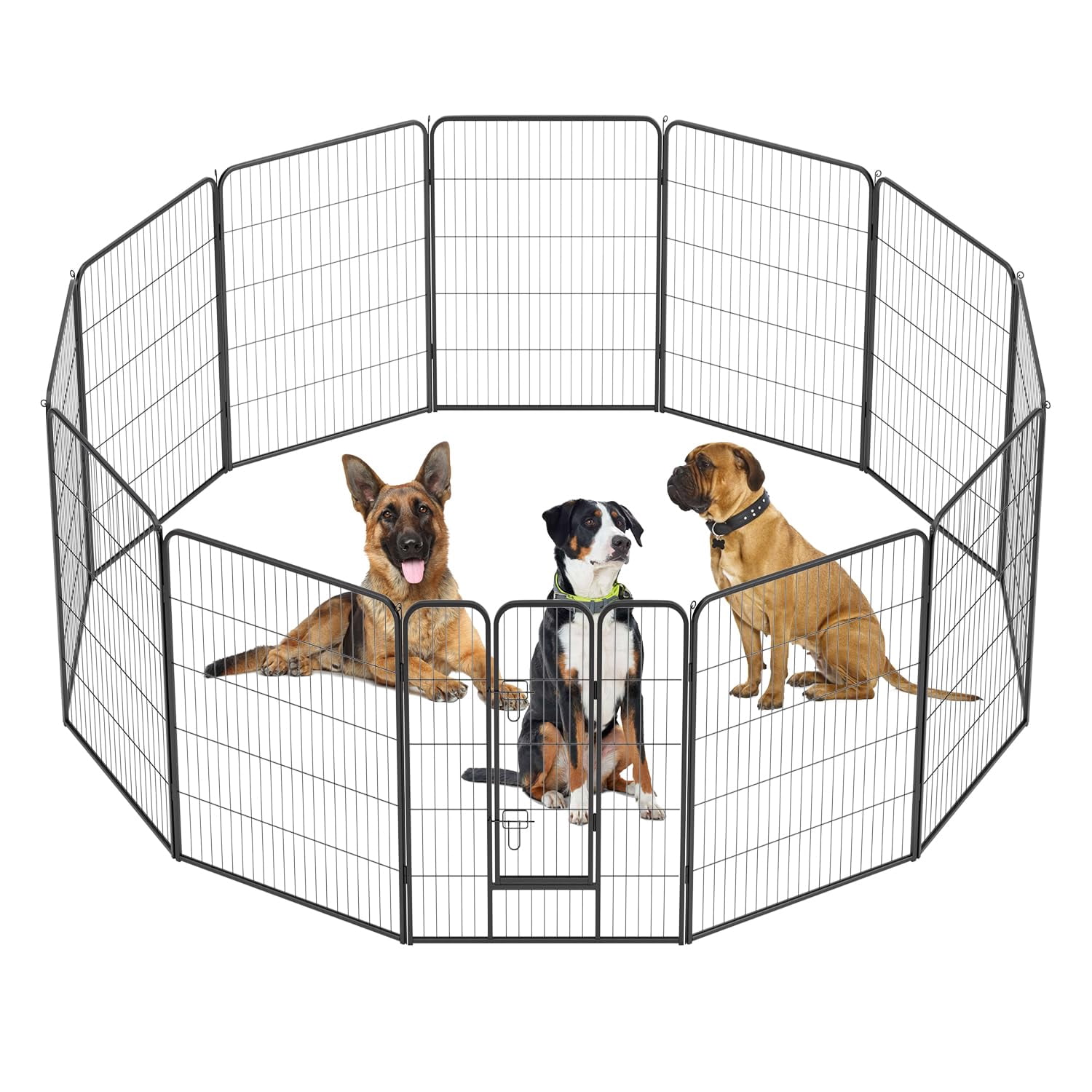 XF XINFENG Dog Playpen 40 inch 12 Panels Metal Dog Pen for Medium and Large Dogs Outdoor Exercise Pen with Doors for RV Camping Yard, Black
