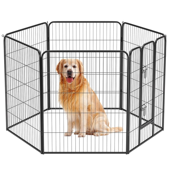 XF XINFENG Dog Playpen 40 inch 6 Panels Metal Dog Pen for Medium and Large Dogs Outdoor Exercise Pen with Doors for RV Camping Yard, Black