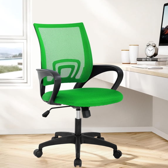 XF XINFENG Ergonomic Office Chair, Breathable Mesh, High Elasticity Sponge, Adjustable Backrest, Computer Chair with Armrests and Rollers, Green