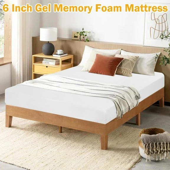 XF XINFENG Gel Memory Foam Queen Mattress - 6" Medium-Firm, Pressure-Relieving & Cool Sleep, CertiPUR-US Certified, Bed-in-a-Box (Queen Size)