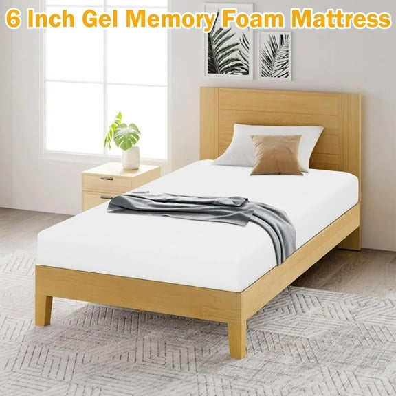 XF XINFENG Gel Memory Foam Twin Mattress - 6" Medium-Firm, Pressure-Relieving & Cool Sleep, CertiPUR-US Certified, Bed-in-a-Box (Twin Size)