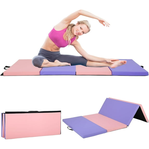 XF XINFENG Gymnastics Mat for Home, 6'x4'x2" Thick Portable Tumbling Mat Folding Exercise Gym Mat with Carrying Handle, CM
