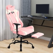 XF XINFENG PC Gaming Chair with Footrest & Lumbar Support, Ergonomic High Back Computer Desk Chair Adjustable Racing Style Video Game Chair Reclining Chair, Pink