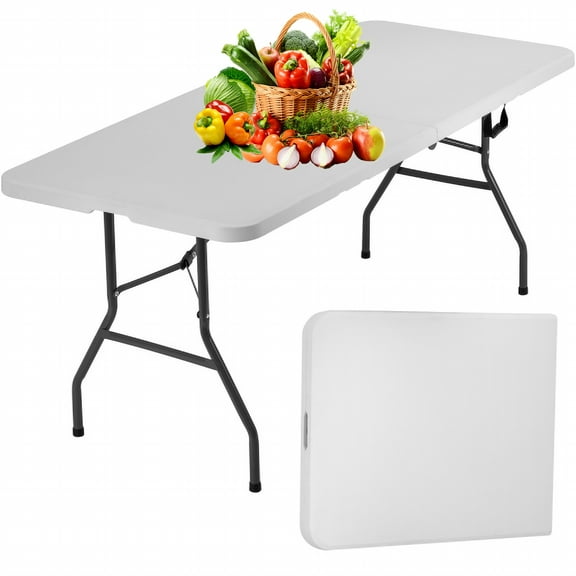 XF XINFENG Plastic Folding Table Indoor Outdoor Heavy Duty Table for Picnic, Party, Camping,White