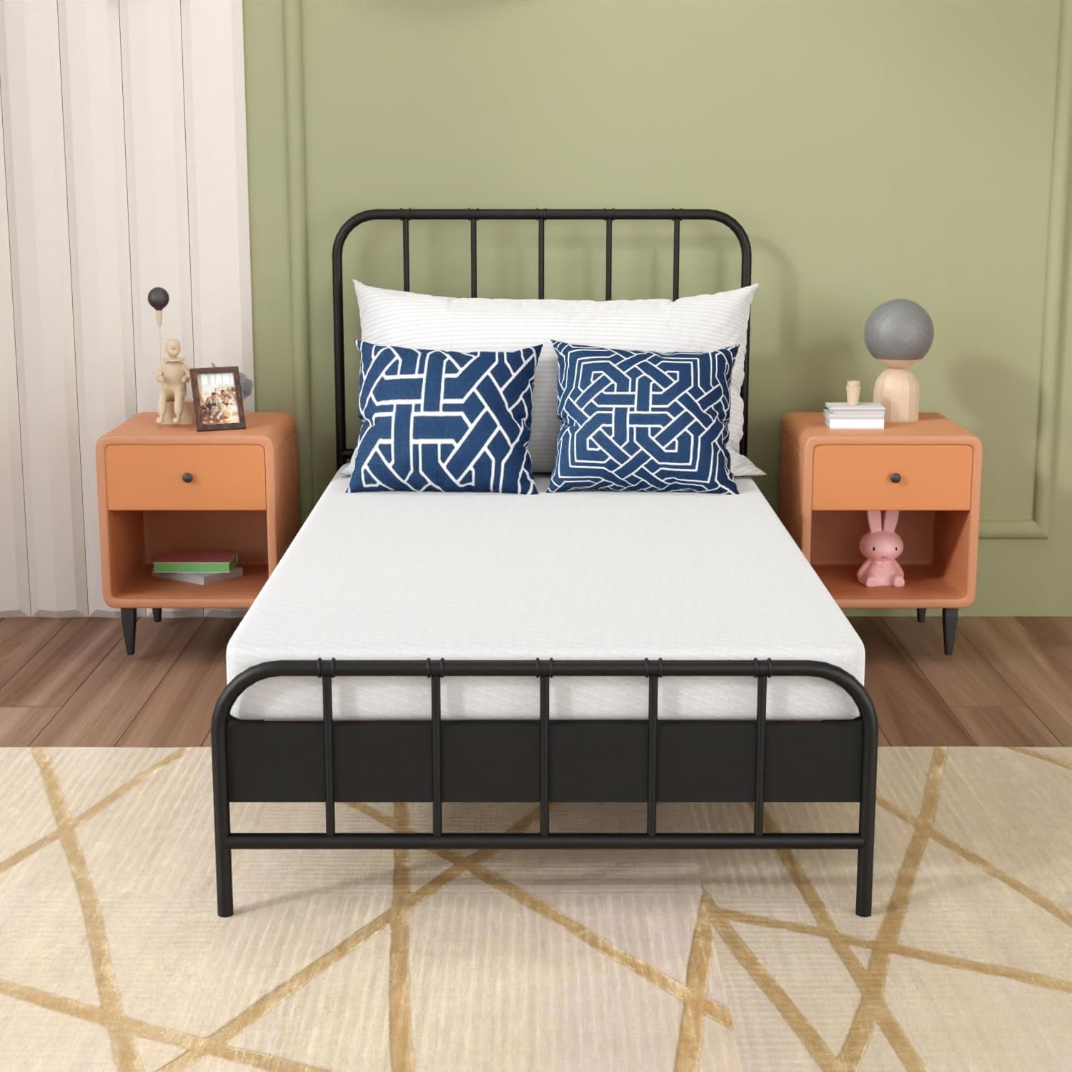 XF XINFENG 5" Twin  Memory Foam Mattress Fiberglass Free Single Medium Comfort Sleep & Comfy Support, White,Twin