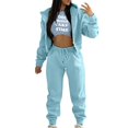 thumbnail image 1 of XFHLMJFF 2024 Suits For Women Comfy Top Pants Set With Pockets Tracksuit Autumn Winter Vest Fashionable Prints Zipper Hooded Chic Trousers Outfits, 1 of 6