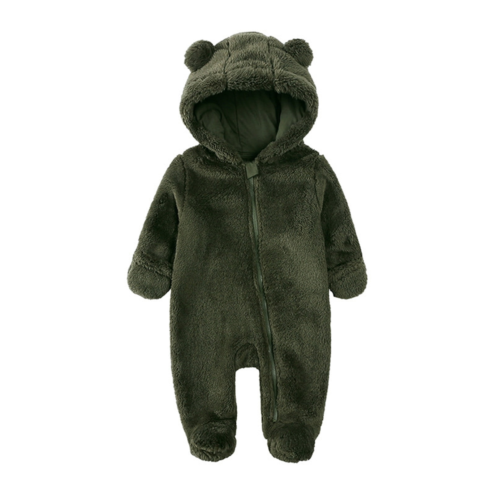 XFHLMJFF Baby Boys Girls Long Sleeve Pajamas Winter Coat Solid Color Bear Warm Footed Onesies 9-12 Months