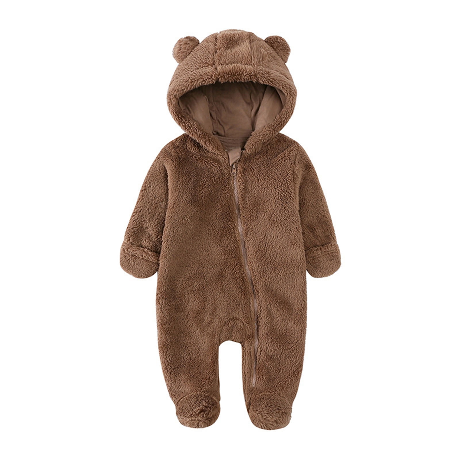 XFHLMJFF Baby Boys Girls Long Sleeve Pajamas Winter Coat Solid Color Bear Warm Footed Onesies for 6-9 Months