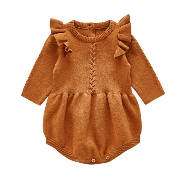 XFHLMJFF Baby Jumpsuit Cute Cotton Knitted Solid Color Romper Bodysuit Fall Winter Clothes