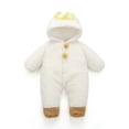 thumbnail image 1 of XFHLMJFF Baby Hooded Jumpsuits Bear Ears Coveralls Winter Warm Thick Padded Footie Onesie Baby Solid Color Long Sleeve One Piece 6-9 Months, 1 of 3