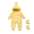 thumbnail image 1 of XFHLMJFF Baby Jumpsuits Bear Ears Hooded Coveralls Winter Warm Padded Thicken Windproof Snowsuit Boys Girls Solid Color Long Sleeve Onesie Outerwear With Shoes 2Pcs Size 0-3 Months, 1 of 3