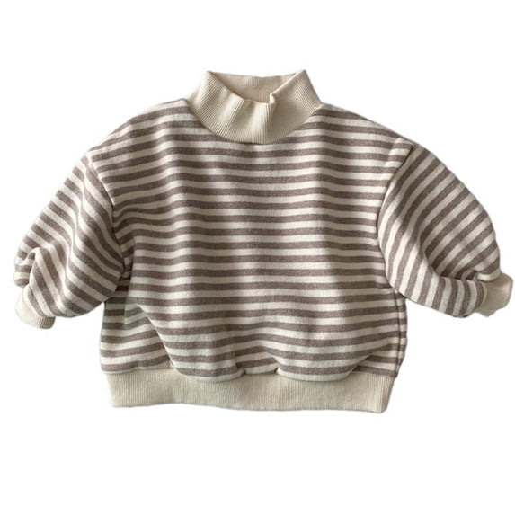 XFHLMJFF Baby Knit Sweater Girl Boy Striped Pullover Sweatshirt Toddler Kids Warm High Crewneck Long Sleeve Tops 3-24 Months
