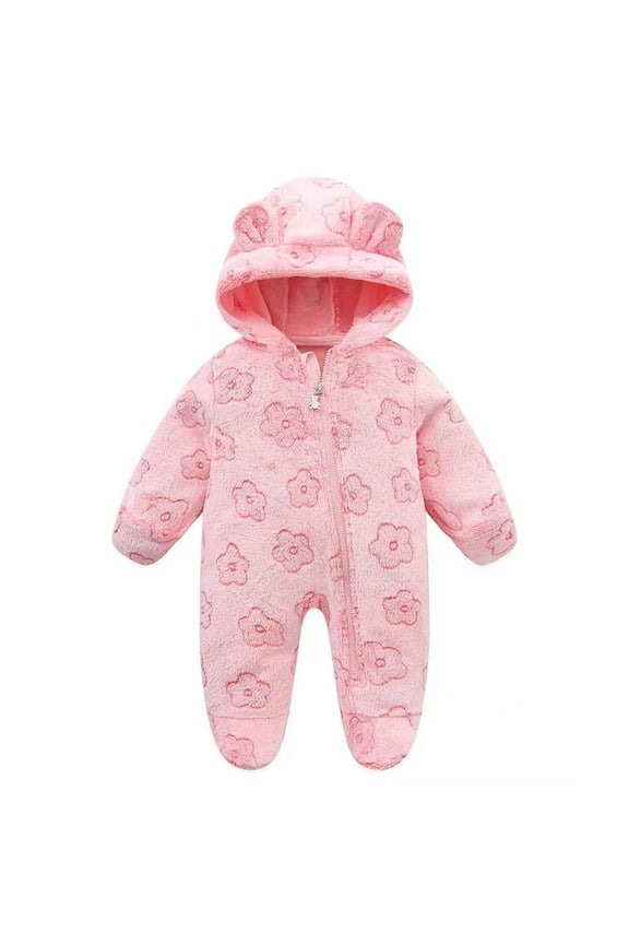 Baby Romper Summer Pajamas Short Sleeve Color Block Flower Print Double Zipper Unisex Crawl Suit for 0-3 Months