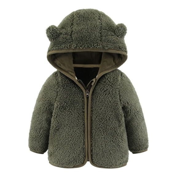 XFHLMJFF Bear Ears Jumpsuit Hooded Baby Girls Boys Outerwear Zipper Warm Solid Color Long Sleeve Winter Coat 12-18 Months