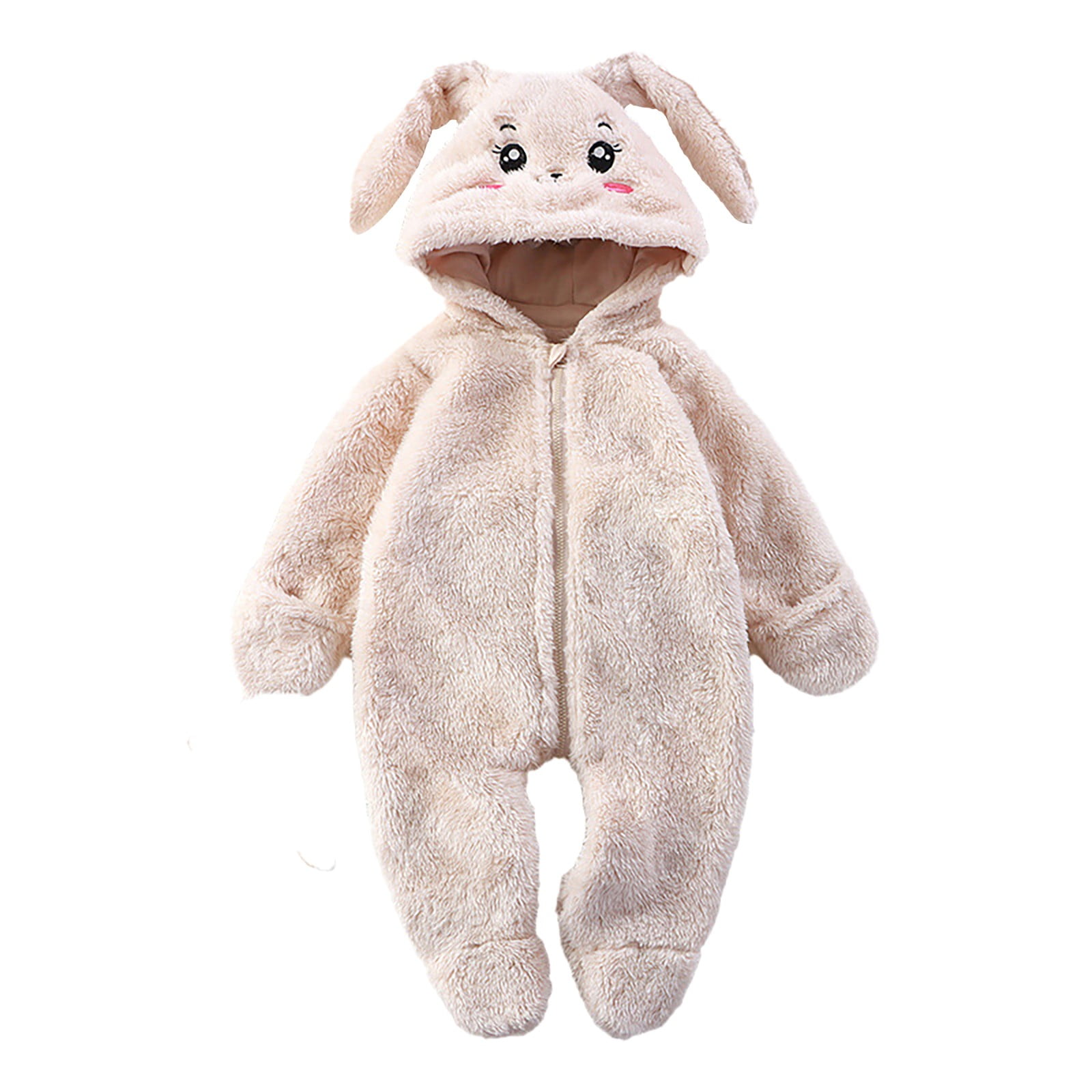 XFHLMJFF Bear Ears Jumpsuit Hooded Baby Panda Fold Over Mittens Footies Onesies Girls Boys Winter Long Sleeve Pajamas Size 9-12 Months