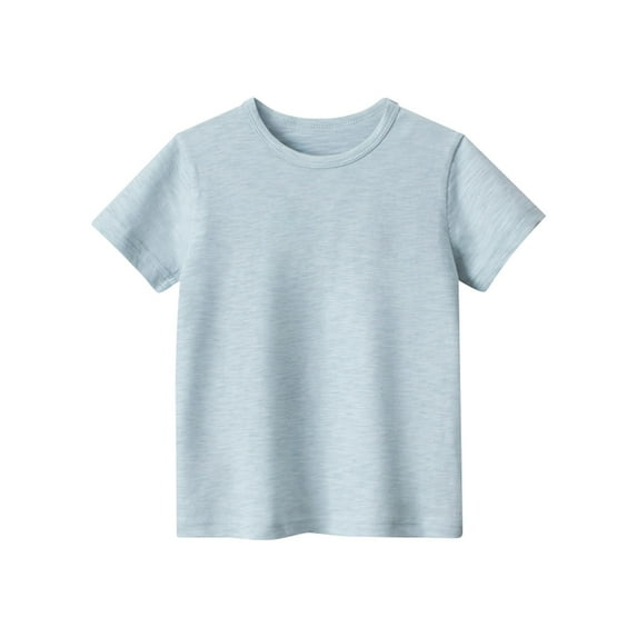 XFHLMJFF Boy's Basic T-Shirt Tops Relaxed Fit Short Sleeve Crewneck Solid Color Without Tag Cotton Layering Cute Tee